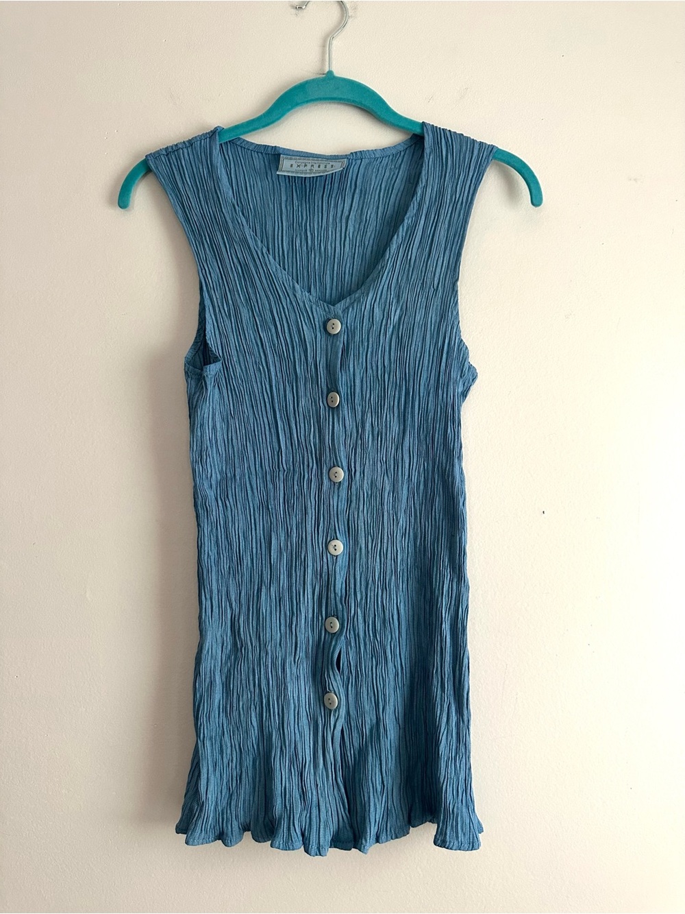 Vintage 90s Express Crinkle Button Down Tank Top